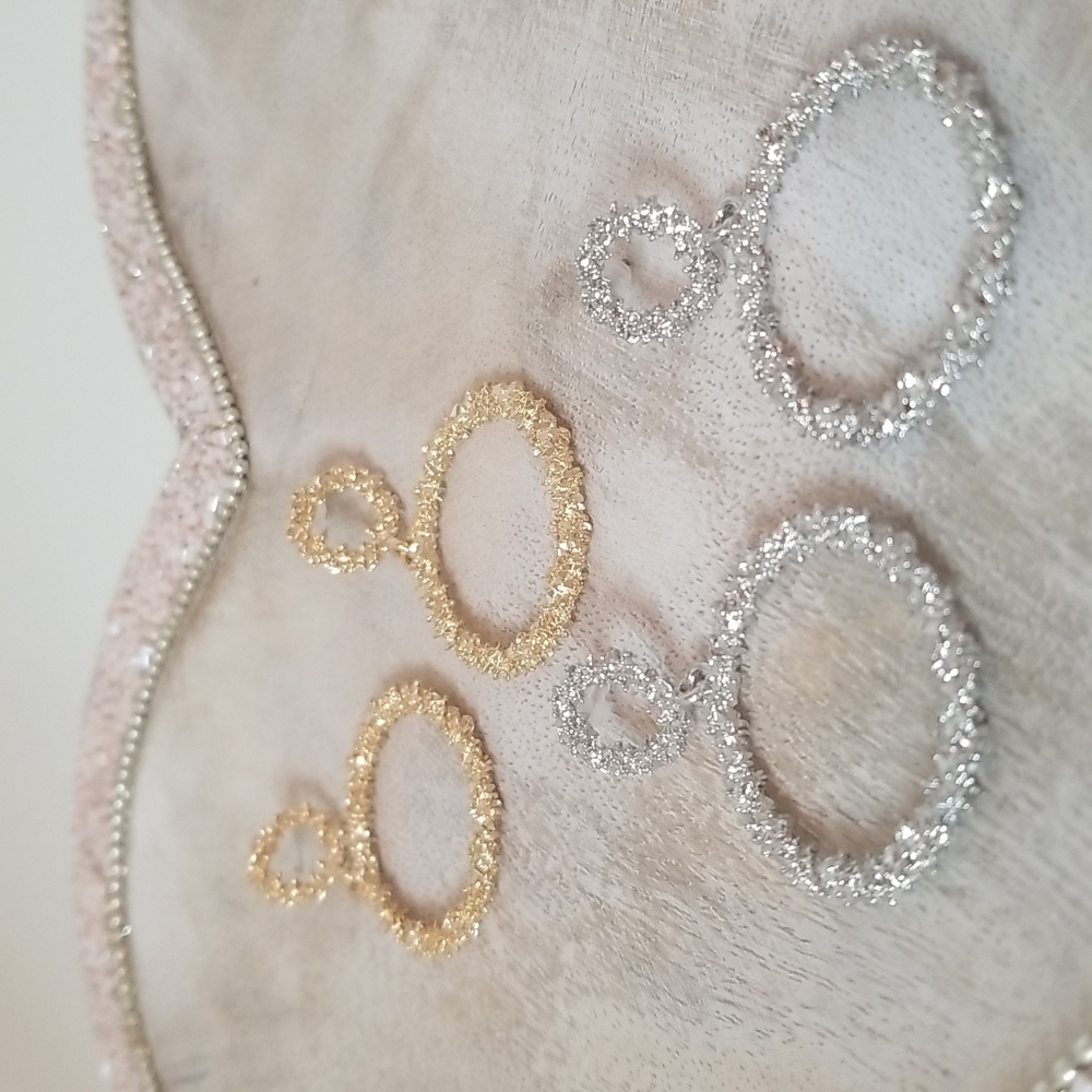 Gold Silver Round Hoop Earrings - Picture 1 of 6